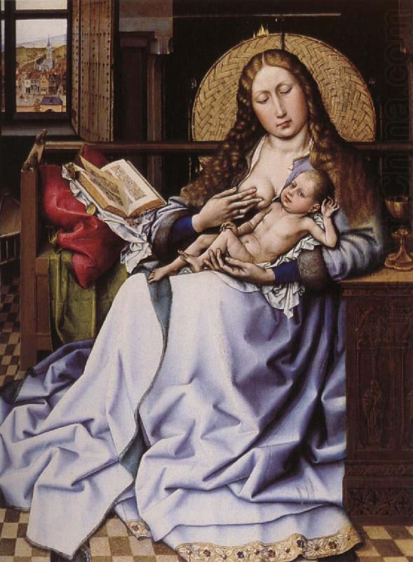 Maria with the child framfor hard, Robert Campin